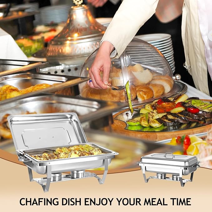 Chafing Dish Buffet Set, 8 Qt 1 Pack, Stainless Steel Rectangle Catering Warmer Server for Parties, Dinners, Catering, Buffet and Weddings