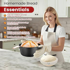 ARC 5QT Cast Iron Dutch Oven for Bread Baking with Skillet Lid, Sourdough Bread Baking Supplies Kit inc. Proofing Basket & Lame, Dutch Oven Pot for Sourdough, Braising, Frying, Bread Oven