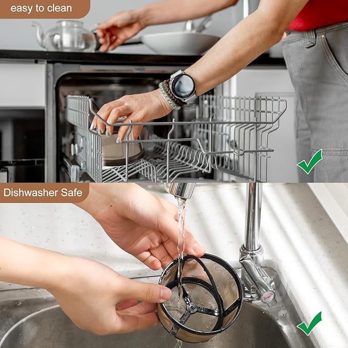 Maxdot 4 Packs Reusable Coffee Filters 4-5 Cup Replacement Mesh with Handle 2.8 x 3.1 x 2 Reusable Filter Basket Compatible with Mr. Coffee Most Coffeemakers Brewers Universa (Stainless Steel,Gold)