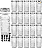 VERONES Mason Jars 12 OZ, Canning Jars Jelly Jars With Regular Lids, Ideal for Jam, Honey, Wedding Favors, Shower Favors, 20 PACK