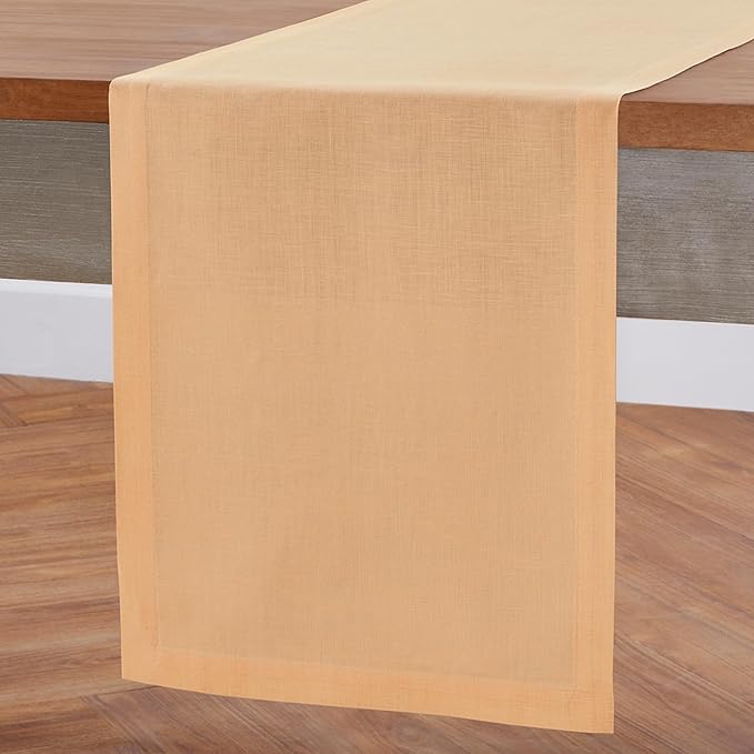 Solino Home Linen Table Runner 90 Inches Long - 100% Pure Linen Peach Table Runner 14 x 90 Inch for Summer - Fete