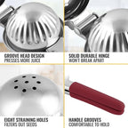Zulay Lemon Squeezer Stainless Steel with Premium Heavy Duty Solid Metal Squeezer Bowl and Food Grade Silicone Handles - Large Manual Citrus Press Juicer and Lime Squeezer Stainless Steel (Cranberry)