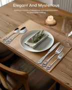 24 Pieces Silverware Set for 4, Retro Royal Flatware Set with Stainless Steel Forks Spoons Knives, Mirror Polished Vintage Tableware Cutlery Set for Kitchen/Hotel/Party Utensils Set, Dishwasher Safe