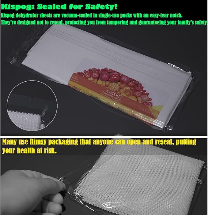 Non-Stick Silicone Dehydrator Liners: 11.4x11.4 inch Fit Cercker/CE-12 Fendia/FDS-10 BPA-Free Easy Clean Reusable Mesh Sheets for Healthy Snacks 12-Pack