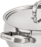 BergHOFF Belly Shape 18/10 Stainless Steel 9.5 inches Stockpot 5.5qt., Metal Lids, Fast, Evenly Heat, Induction Cooktop Ready