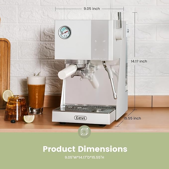 Gevi Commercial Espresso Machine 20Bar with Smart OPV Coffee Makers, Milk Frother & 58mm Portafilter, Dual Display Stainless Steel Cappuccino Maker for Home, Great Gift