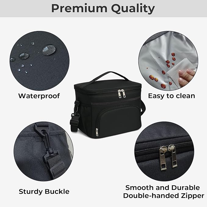 24 Cans/15L Insulated Lunch Bag for Women Men Adults Fit and Fresh Lunchbox Containers Soft Lunch Tote Cooler Bag for Work Home Outdoor Travel Hiking Picnic Beach with Adjustable Straps