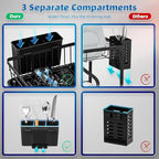 Dish Drying Rack, Space-Saving Dish Rack, Dish Racks for Kitchen Counter, Kitchen Dish Drainers with Removable Utensil Holder, Plate Rack and Drainboard, 11''W x 15''L, Black