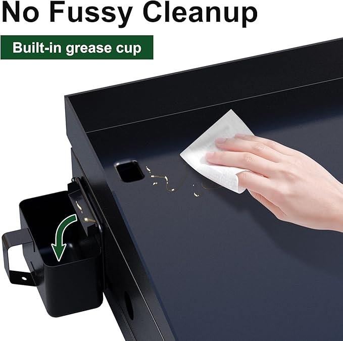 23 Inch Portable Propane Gas Griddle with Non-stick Ceramic Coated Baking Pan and Lid, Outdoor Tabletop 2 Burners Propane Grill for Camping, Barbecue, Tailgating, Cooking