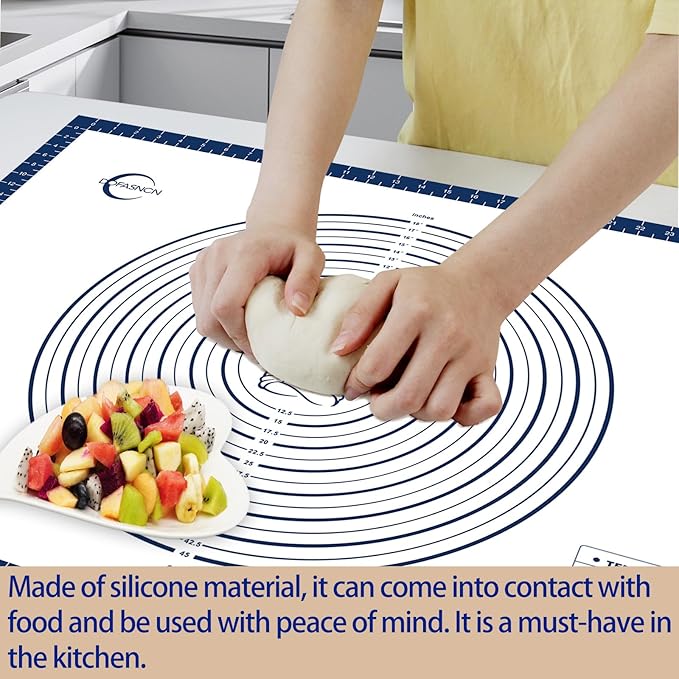 32x24" Silicone Pastry Mat for Rolling Dough Non Slip Non Stick Silicone Mats for Kitchen Counter Blue
