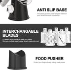 Cambom 5 in 1 Rotary Cheese Grater Hand Crank Cheese Shredder for Fresh Cheese, Vegetable, Nuts,Non-slip Suction Base, Black