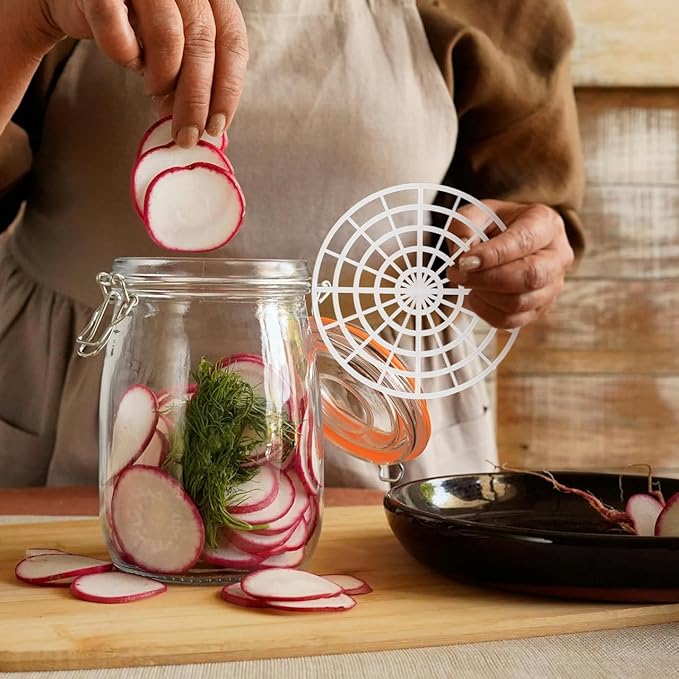 KICHOUSE 5pcs Pickle Jar Press Plate Kimchi Jar Pressure Fermentating Weight Jar Kit For Vegetables Canning Supplies