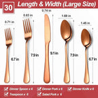 30 Pcs Rose Gold Silverware Set for 6, Food Grade Stainless Steel Flatware Set, Eating Utensils Sets Include Fork/Knife/Spoon,Home Kitchen Tableware Set, Reusable Cutlery Set, Dishwasher Safe