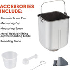 Elite Gourmet EBM8103CG Programmable Bread Maker CERALAST™ Ceramic Bread Pan & Kneading Blade 19 Menu Functions Gluten-Free, White, Wheat, Rye, French & more, 2lbs, Grey