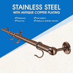 ROTHLEY 39.4 Inch Stainless Steel Wall Mounted Hanging Pot and Pan Rack with Adjustable S Hooks, Antique Copper