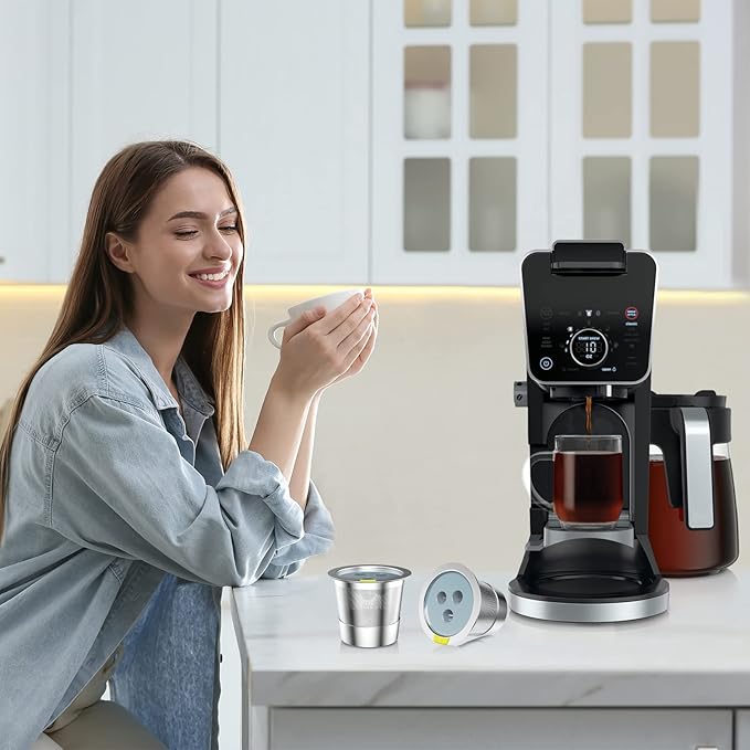 Reusable K Cups Compatible with Ninja Coffee Maker,Stainless Steel 4 Pack Reusable Coffee Pods,Permanent K Cups Coffee Filters Fit for Ninja CFP201 CFP 300 CFP301 CFP305 CFP307 CFP400 (4Pack)