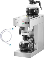 12-Cup Commercial Coffee Maker with Water Line 1.8L Auto-Filling Drip Coffee Maker Machine with 2 Glass Carafes and 2 Warmers Stainless Steel Pour over Coffee Brewer for Restaurant Office cafe