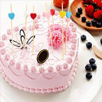 Minisland Pink Love Heart Cocktail Picks, 4.7 Inch Long Bamboo Fancy Toothpicks for Appetizers, Decorative Bridal Wedding Valentines Party Food Drinks Garnish Fruit Skewer Sticks 100 Counts -MSL134