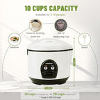 10-Cup Uncooked Rice Cooker & Food Steamer - Ceramic Non-Toxic Inner Pot, One-Touch Multifunction for Rice/Sauté/Yogurt, Dishwasher Safe, 3-10 Family Size, White