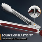 Tongs For Cooking - 7",9" and 12 inch Kitchen Tong Heat Resistant 600 Degrees Stainless Steel Tongs, Heavy Duty Metal Locking Tong, Perfect for Food, BBQ Red Set of 3