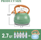 GGC Tea Kettle for Stove Top, Loud Whistling Kettle for Boiling Water Coffee or Milk, 3.1 Quart 3L Heavy Stainless Steel Green Tea Pot with Wood Pattern Handle, Unique Button Control Outlet