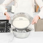 304 Stainless Steel Microporous Colander with Handle, Rice Washers Microporous Strainer Set For washing vegetables, fruits and rice, and draining cooked pasta.