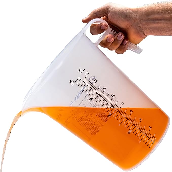 One Gallon 128oz Measure Pitcher - Convenient Conversion Chart - Strong Food Grade - Great for Lawn, Chemicals Pool, Ag, Lye, Home Hobbies, Motor Oil, Fluids - Turnah Precision Products, Made in USA