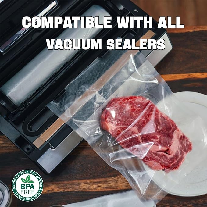 Vacuum Sealer Bags for Food,11"x20'(3 Rolls) and 8"x20'(3 Rolls) Commercial Grade Vacuum Seal Roll Bags,Food Saver Bags for Sous Vide Cooking,Meal Prep and Food Storage,BPA Free