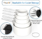 TILUCK Measuring Cups & Spoons Set, Stackable Cups and Spoons, Nesting Measure Cups with Stainless Steel Handle, Kitchen Gadgets for Cooking & Baking（white）