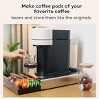 Reusable Kit for Nespresso Pods Vertuo, 50 Pcs Aluminum Foil Seal Lids, Holder & Brush Included – for Refilling Nespresso Vertuo/Vertuoline Pods, Refillable Coffee Capsules Tool Set