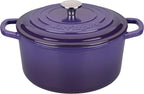 Enameled Cast Iron Dutch Oven Pot with Lid, for Sourdough Bread Baking, Round Dutch Ovens, 6 Quart, Purple