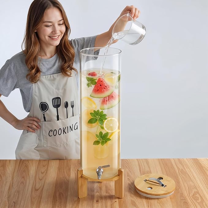 Beverage Dispenser,3.5 Gallon Glass Drink Dispenser with Stand,Glass water dispenser with Spigot, Large Drink Dispensers for Parties,Water Dispensers for Bar,Wedding,Restaurants 13L