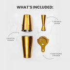 A Bar Above Cocktail Shaker Set, 4-Piece Professional Bartender Kit with Boston Shaker, Strainer, Jigger, and Bar Spoon, Stainless Steel Bar Accessories for Craft Cocktails, Antique Copper