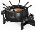 Sunvivi Electric Fondue Pot Set for Melting Chocolate Cheese, 3 Quart Fondue Set with Adjustable Temperature Control and 8 Color-Coded Forks, 1000W Non-Stick Fondue Maker for Dessert, Oil and Broth