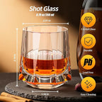 KAMMAK Crystal Old Fashioned Glass Set of 2, 8.79 oz (260ml) Hand Blown Whiskey Glasses, Tumbler with Delicate Rim & Weighted Base, Lead-Free Barware for Scotch, Bourbon, Cocktail