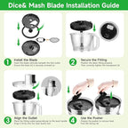 Homtone 16 Cup Food Processor Large, Aluminum-Diecast 11-In-1Food Processor with Whisk, 5 Preset Modes& Stepless Speed Control, 8 Blades for Shred, Slice, Chop, Knead, Dice, Fries Cut, 650W, Sliver