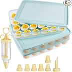 3 Pcs Deviled Egg Containers with Lid,72 Count Plastic Egg Holder and Deviled Egg Injector Piping Tool,Portable Storage Carrier Fridge Stackable Countertop Egg Platter for Easter Picnic Party
