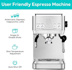 CASABREWS 4700Gense 20-Bar Espresso Machine with Milk Frother and Hot Water Wand, Adjustable Temperature, Ideal for Americano, Latte, Cappuccino