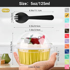 EUSOAR Gold Cupcake Liners with Individually Wrapped Sporks, 120pcs 5oz Disposable Foil Creme Brulee Ramekins with Lids, Foil Baking Cups with Lids for Party Bulk Wedding Birthday Picnic Gathering