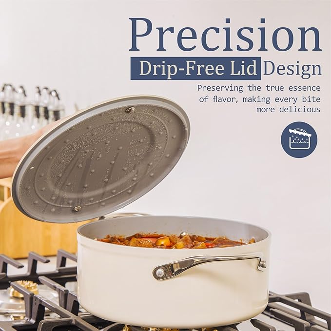 Ceramic Cookware Set Nonstick Pots and Pans Set 8 Pieces Non Toxic PTFE/PFOA/PFAS Free All Cooktops Compatible Even Heat Distribution Oven Safe to 500°F, Fusion Red