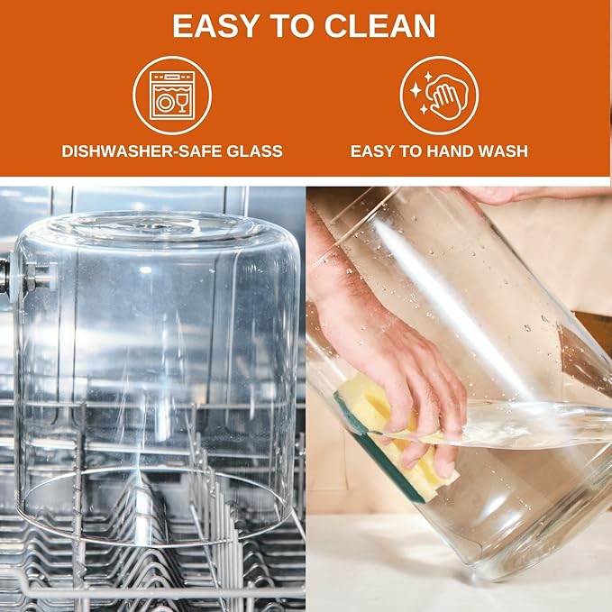 Glass Beverage Dispenser with Bamboo Stand and Lid, Iced 2.1 Gallon Drink Server with Spigot, Large Thick Glass Drink Dispenser for Parties, Hotels, Restaurants, Homes