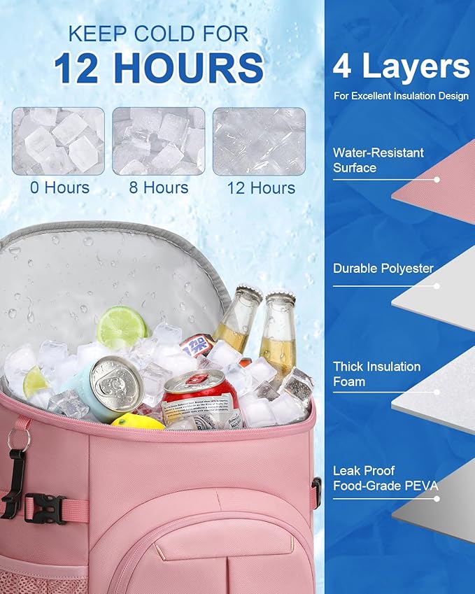 Cooler Backpack for Men Women Insulated Waterproof Backpack Cooler Leak Proof Cooler Bag Lightweight Lunch Backpack for Camping Beach Travel Picnic