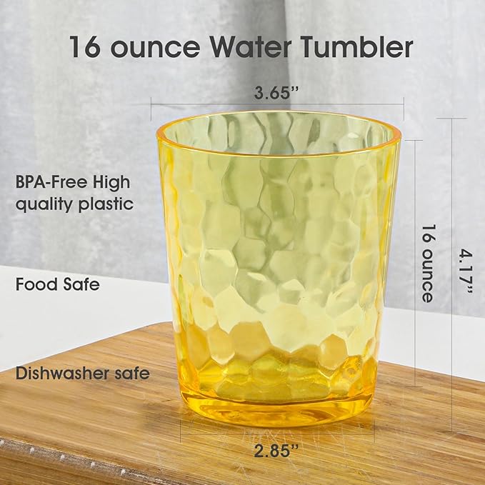 BPA-Free Plastic Tumblers 8 Pack (4x16oz+4×22oz) | Reusable Dishwasher Safe | Stackable Shatterproof Cups | Plastic Drinkware & Drinking Tumblers for Restaurant, Home, Party