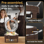 Chafing Dishes for Buffet, 6QT Round Stainless Steel Chafing Dish with Transparent Hydraulic Lid, 304 Food Pan, Buffet Warmer for Parties and Events (Wood Color)