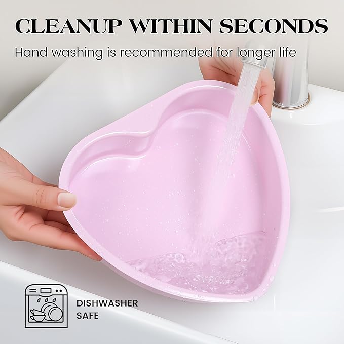 8 Inch Heart Shaped Cake Pans Set 2 Pack Nonstick Cake Pan for Baking Stainless Steel Large Heart Molds (Pink)