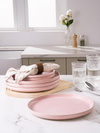 famiware Milkyway Dinner Plates, 10.24 inch Plates for 6, Stoneware Dessert Plates Dish Set for Kitchen, Reactive Glaze Plate Set, Microwave and Dishwasher Safe, Light Pink