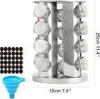 Spice Rack, Spice Rack Organizers for Countertop, Rotating Countertop Spice Rack, Revolving Spice Rack for Kitchen, Kitchen Gadgets, Organizer Rack with Spice Jars (Silver, RoundHead_16Jars)