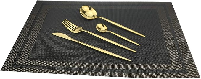 Gugrida 24-Piece Silverware Set - 18/10 Stainless Steel Reusable Utensils Forks Spoons Knives Set, Mirror Polished Cutlery Flatware Set, Great for Family Gatherings & Daily Use (6 set, Gold)