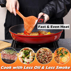 DIIG Nonstick Frying Pan Skillet with Silicone Lid, 10 Inch Saute Pan Omelet Sauce Red Cookware, Oven Safe Chef Pans for Cooking with Detachable Handle, Induction Gas All Stoves Compatible