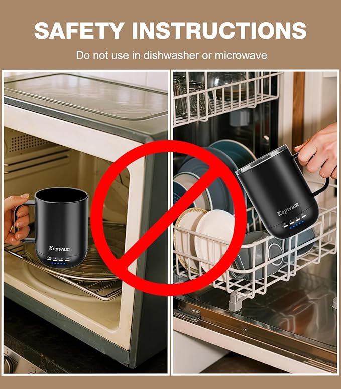 Heated Coffee Mug T1-14oz Fast Heating & Longer Battery Life Self Heating Coffee Mug Hot to 149℉ - Touch & App Controlled Mug Coffee and Hot Beverage Warmer, Gifts for Women and Men